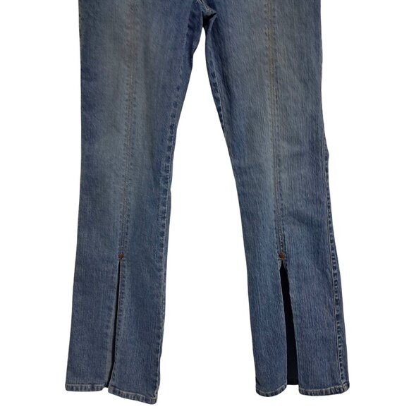 Y2K DKNY Jeans Womens Flared Denim Pants W/ Front Slits Size 9 Blue Cotton Blend - Picture 6 of 12